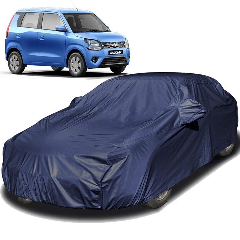 Autofact Wagon r / Wagonr Car Cover - EasyShield - Car Body Cover for Maruti Wagon r / Wagonr - With Mirror Pockets, Triple Stitched, Bottom Fully Elastic, Adjustable Belt and Buckle (Navy 190T)
