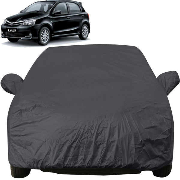 Autofact Etios Liva Car Cover - EasyShield - Car Body Cover for Toyota Etios Liva - With Mirror Pockets, Triple Stitched, Bottom Fully Elastic, Adjustable Belt and Buckle (Grey 190T)