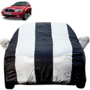 Autofact Esteem Car Cover - EasyShield - Car Body Cover for Maruti Esteem - With Mirror Pockets, Triple Stitched, Bottom Fully Elastic, Adjustable Belt and Buckle (White Blue Stripes)