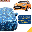 Autofact Grand I10 Car Cover - TearTough - Dog Proof / Waterproof Car Body Cover for Hyundai Grand I10 - With Mirror & Antenna Pockets, Triple Stitched, Bottom Fully Elastic, Adjustable Belt and Buckle (Airforce Blue 4x4)