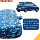 Autofact New Santro Car Cover - TearTough - Dog Proof / Waterproof Car Body Cover for Hyundai New Santro - With Mirror Pockets, Triple Stitched, Bottom Fully Elastic, Adjustable Belt and Buckle (Airforce Blue 4x4)