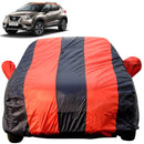 Autofact Kicks Car Cover - EasyShield - Car Body Cover for Nissan Kicks - With Mirror Pockets, Triple Stitched, Bottom Fully Elastic, Adjustable Belt and Buckle (Red Blue Stripes)