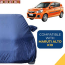 Autofact Alto K10 Old Model Car Cover - CoreProtect - Water Resistant Car Body Cover for Maruti Alto K10 Old Model - With Mirror Pockets, Triple Stitched, Bottom Fully Elastic, Adjustable Belt and Buckle (Navy 210D)