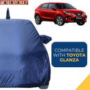 Autofact Glanza Car Cover - CoreProtect - Water Resistant Car Body Cover for Toyota Glanza - With Mirror & Antenna Pockets, Triple Stitched, Bottom Fully Elastic, Adjustable Belt and Buckle (Navy 210D)