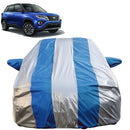 Autofact Urban Cruiser Car Cover - FlexGuard - Waterproof Car Body Cover for Toyota Urban Cruiser - With Mirror Pockets, Triple Stitched, Bottom Fully Elastic, Adjustable Belt and Buckle (Silver / Blue Stripes)
