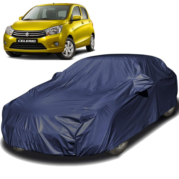 Autofact Celerio Old Model Car Cover - EasyShield - Car Body Cover for Maruti Celerio Old Model - With Mirror Pockets, Triple Stitched, Bottom Fully Elastic, Adjustable Belt and Buckle (Navy 190T)