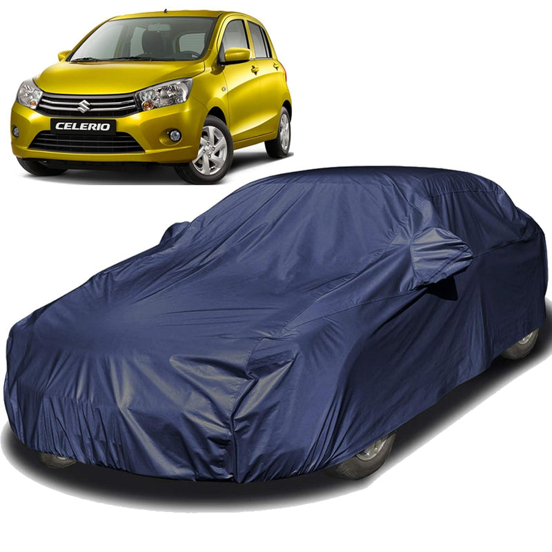 Autofact Celerio Old Model Car Cover - EasyShield - Car Body Cover for Maruti Celerio Old Model - With Mirror Pockets, Triple Stitched, Bottom Fully Elastic, Adjustable Belt and Buckle (Navy 190T)