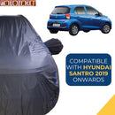 Autofact New Santro Car Cover - CoreProtect - Water Resistant Car Body Cover for Hyundai New Santro - With Mirror Pockets, Triple Stitched, Bottom Fully Elastic, Adjustable Belt and Buckle (Grey 210D)