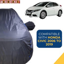 Autofact Civic New Model Car Cover - CoreProtect - Water Resistant Car Body Cover for Honda Civic New Model - With Mirror Pockets, Triple Stitched, Bottom Fully Elastic, Adjustable Belt and Buckle (Grey 210D)