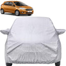 Autofact Figo Car Cover - FlexGuard - Waterproof Car Body Cover for Ford Figo - With Mirror Pockets, Triple Stitched, Bottom Fully Elastic, Adjustable Belt and Buckle (Silver)