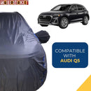 Autofact Q5 Car Cover - CoreProtect - Water Resistant Car Body Cover for Audi Q5 - With Mirror Pockets, Triple Stitched, Bottom Fully Elastic, Adjustable Belt and Buckle (Grey 210D)