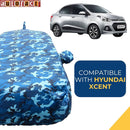 Autofact Xcent Car Cover - TearTough - Dog Proof / Waterproof Car Body Cover for Hyundai Xcent - With Mirror & Antenna Pockets, Triple Stitched, Bottom Fully Elastic, Adjustable Belt and Buckle (Airforce Blue 4x4)