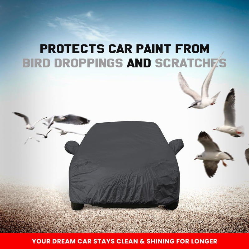 Autofact Sail UVA Car Cover - EasyShield - Car Body Cover for Chevrolet Sail UVA - With Mirror Pockets, Triple Stitched, Bottom Fully Elastic, Adjustable Belt and Buckle (Grey 190T)