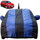 Autofact Elite I20 Car Cover - EasyShield - Car Body Cover for Hyundai Elite I20 - With Mirror Pockets, Triple Stitched, Bottom Fully Elastic, Adjustable Belt and Buckle (Royal Blue Stripes)