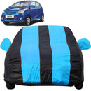 Autofact Eon Car Cover - EasyShield - Car Body Cover for Hyundai Eon - With Mirror Pockets, Triple Stitched, Bottom Fully Elastic, Adjustable Belt and Buckle (Teak Blue Stripes)