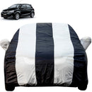 Autofact Etios Liva Car Cover - EasyShield - Car Body Cover for Toyota Etios Liva - With Mirror Pockets, Triple Stitched, Bottom Fully Elastic, Adjustable Belt and Buckle (White Blue Stripes)