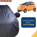 Autofact Nano Car Cover - CoreProtect - Water Resistant Car Body Cover for Tata Nano - With Mirror Pockets, Triple Stitched, Bottom Fully Elastic, Adjustable Belt and Buckle (Grey 210D)