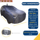 Autofact Ignis Car Cover - CoreProtect - Car Body Cover for Maruti Ignis  - With Mirror & Antenna Pockets, Triple Stitched, Bottom Fully Elastic, Adjustable Belt and Buckle (Grey 210D)
