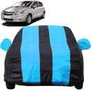 Autofact Sail UVA Car Cover - EasyShield - Car Body Cover for Chevrolet Sail UVA - With Mirror Pockets, Triple Stitched, Bottom Fully Elastic, Adjustable Belt and Buckle (Teak Blue Stripes)