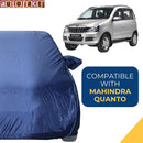 Autofact Quanto Car Cover - CoreProtect - Water Resistant Car Body Cover for Mahindra Quanto - With Mirror Pockets, Triple Stitched, Bottom Fully Elastic, Adjustable Belt and Buckle (Navy 210D)