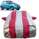 Autofact Astar Car Cover - FlexGuard - Waterproof Car Body Cover for Maruti Astar - With Mirror Pockets, Triple Stitched, Bottom Fully Elastic, Adjustable Belt and Buckle (Silver / Pink Stripes)