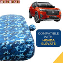 Autofact Elevate Car Cover - TearTough - Dog Proof / Waterproof Car Body Cover for Honda Elevate - With Mirror Pockets, Triple Stitched, Bottom Fully Elastic, Adjustable Belt and Buckle (Airforce Blue 4x4)