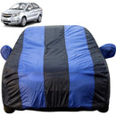 Autofact Sail Car Cover - EasyShield - Car Body Cover for Chevrolet Sail - With Mirror Pockets, Triple Stitched, Bottom Fully Elastic, Adjustable Belt and Buckle (Royal Blue Stripes)
