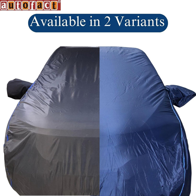 Autofact Wagon r / Wagonr Car Cover - CoreProtect - Water Resistant Car Body Cover for Maruti Wagon r / Wagonr - With Mirror Pockets, Triple Stitched, Bottom Fully Elastic, Adjustable Belt and Buckle (Navy 210D)