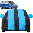 Autofact Wagon r / Wagonr Car Cover - EasyShield - Car Body Cover for Maruti Wagon r / Wagonr - With Mirror Pockets, Triple Stitched, Bottom Fully Elastic, Adjustable Belt and Buckle (Teak Blue Stripes)
