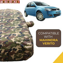 Autofact Verito Car Cover - TearTough - Dog Proof / Waterproof Car Body Cover for Mahindra Verito - With Mirror Pockets, Triple Stitched, Bottom Fully Elastic, Adjustable Belt and Buckle (Jungle Print 4x4)
