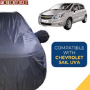 Autofact Sail UVA Car Cover - CoreProtect - Water Resistant Car Body Cover for Chevrolet Sail UVA - With Mirror Pockets, Triple Stitched, Bottom Fully Elastic, Adjustable Belt and Buckle (Grey 210D)