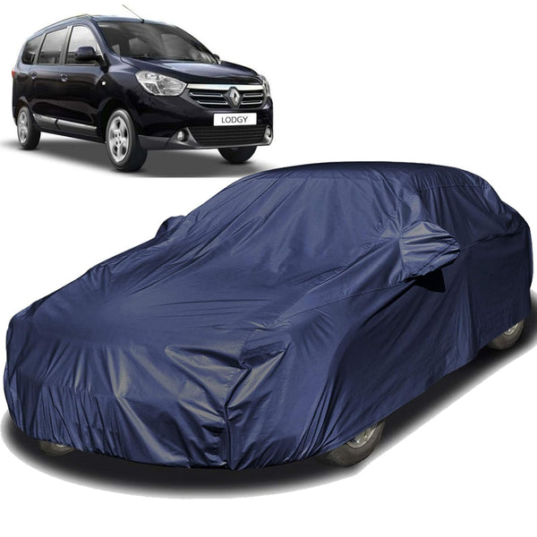 Autofact Lodgy Car Cover - EasyShield - Car Body Cover for Renaults Lodgy - With Mirror Pockets, Triple Stitched, Bottom Fully Elastic, Adjustable Belt and Buckle (Navy 190T)