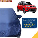 Autofact KUV100 Car Cover - CoreProtect - Water Resistant Car Body Cover for Mahindra KUV100 - With Mirror Pockets, Triple Stitched, Bottom Fully Elastic, Adjustable Belt and Buckle (Navy 210D)
