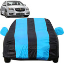 Autofact Cruze Car Cover - EasyShield - Car Body Cover for Chevrolet Cruze - With Mirror Pockets, Triple Stitched, Bottom Fully Elastic, Adjustable Belt and Buckle (Teak Blue Stripes)