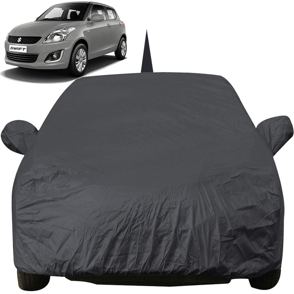 Autofact Swift Old Model Car Cover - EasyShield - Car Body Cover for Maruti Swift Old Model - With Mirror Pockets, Triple Stitched, Bottom Fully Elastic, Adjustable Belt and Buckle (Grey 190T)