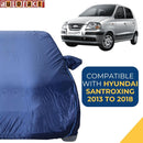 Autofact Santro Xing Car Cover - CoreProtect - Water Resistant Car Body Cover for Hyundai Santro Xing - With Mirror Pockets, Triple Stitched, Bottom Fully Elastic, Adjustable Belt and Buckle (Navy 210D)