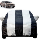 Autofact Ciaz Car Cover - EasyShield - Car Body Cover for Maruti Ciaz - With Mirror Pockets, Triple Stitched, Bottom Fully Elastic, Adjustable Belt and Buckle (White Blue Stripes)