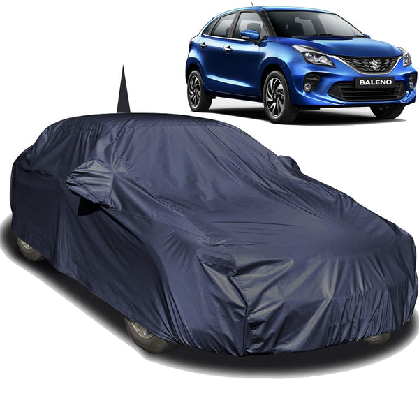 Autofact Baleno Car Cover - EasyShield - Car Body Cover for Maruti Baleno - With Mirror Pockets, Triple Stitched, Bottom Fully Elastic, Adjustable Belt and Buckle (Navy 190T)