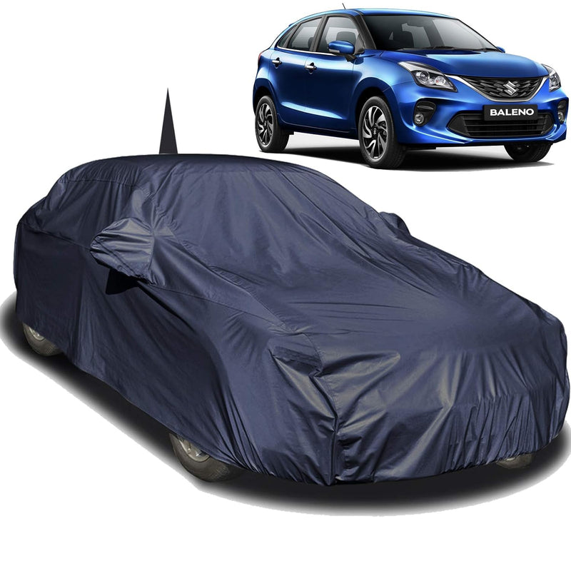 Autofact Baleno Car Cover - EasyShield - Car Body Cover for Maruti Baleno - With Mirror Pockets, Triple Stitched, Bottom Fully Elastic, Adjustable Belt and Buckle (Navy 190T)