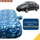 Autofact Etios Car Cover - TearTough - Dog Proof / Waterproof Car Body Cover for Toyota Etios - With Mirror Pockets, Triple Stitched, Bottom Fully Elastic, Adjustable Belt and Buckle (Airforce Blue 4x4)