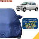 Autofact Alto Old Model Car Cover - CoreProtect - Water Resistant Car Body Cover for Maruti Alto Old Model - With Mirror Pockets, Triple Stitched, Bottom Fully Elastic, Adjustable Belt and Buckle (Navy 210D)