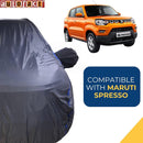 Autofact Spresso Car Cover - CoreProtect - Water Resistant Car Body Cover for Maruti Spresso - With Mirror Pockets, Triple Stitched, Bottom Fully Elastic, Adjustable Belt and Buckle (Grey 210D)