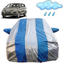 Autofact Rumion Car Cover - FlexGuard - Waterproof Car Body Cover for Toyota Rumion - With Mirror Pockets, Triple Stitched, Bottom Fully Elastic, Adjustable Belt and Buckle (Silver / Blue Stripes)