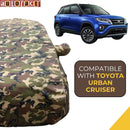 Autofact Urban Cruiser Car Cover - TearTough - Dog Proof / Waterproof Car Body Cover for Toyota Urban Cruiser - With Mirror Pockets, Triple Stitched, Bottom Fully Elastic, Adjustable Belt and Buckle (Jungle Print 4x4)