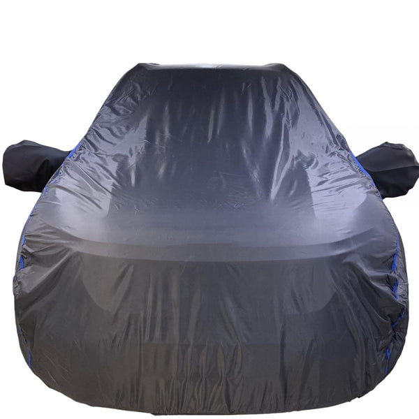 Autofact Santa Fe Car Cover - CoreProtect - Water Resistant Car Body Cover for Hyundai Santa Fe - With Mirror Pockets, Triple Stitched, Bottom Fully Elastic, Adjustable Belt and Buckle (Grey 210D)