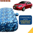Autofact Beat Car Cover - TearTough - Dog Proof / Waterproof Car Body Cover for Chevrolet Beat - With Mirror Pockets, Triple Stitched, Bottom Fully Elastic, Adjustable Belt and Buckle (Airforce Blue 4x4)