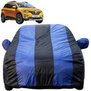 Autofact Triber Car Cover - EasyShield - Car Body Cover for Renaults Triber - With Mirror Pockets, Triple Stitched, Bottom Fully Elastic, Adjustable Belt and Buckle (Royal Blue Stripes)