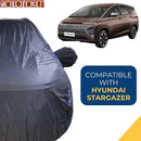 Autofact Stargazer Car Cover - CoreProtect - Water Resistant Car Body Cover for Hyundai Stargazer - With Mirror Pockets, Triple Stitched, Bottom Fully Elastic, Adjustable Belt and Buckle (Grey 210D)