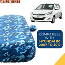 Autofact i10 Car Cover - TearTough - Dog Proof / Waterproof Car Body Cover for Hyundai i10 - With Mirror Pockets, Triple Stitched, Bottom Fully Elastic, Adjustable Belt and Buckle (Airforce Blue 4x4)