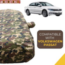 Autofact Passat Car Cover - TearTough - Dog Proof / Waterproof Car Body Cover for Volkswagen Passat - With Mirror Pockets, Triple Stitched, Bottom Fully Elastic, Adjustable Belt and Buckle (Jungle Print 4x4)